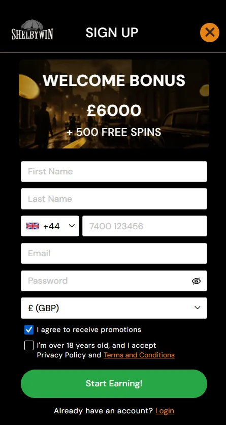 ShelbyWin Sign Up